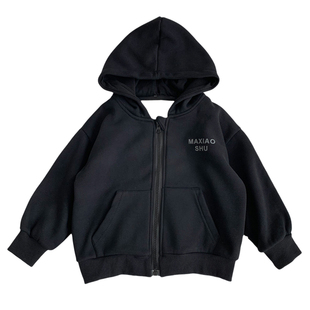 男童一体加绒外套2025初冬薄绒儿童休闲连帽中童帅气拉链开衫百搭