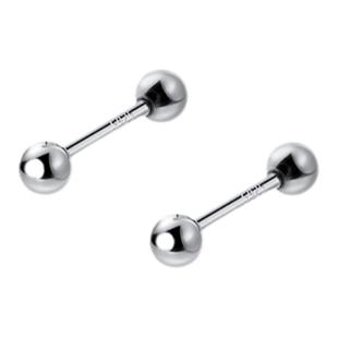 双面可戴！通体925纯银螺丝帽类型耳钉 简约3mm小球耳骨耳饰女