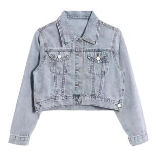 Cjxnh牛仔短外套 神裤绝配浅蓝色水洗春夏夹克 百搭街头显瘦