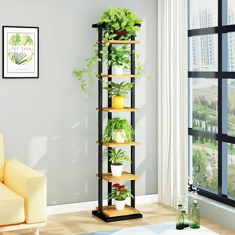 花架子客厅阳台置物架多层钢木架北欧简约花几落地式花台架绿萝架
