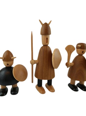 柚木北欧风格维京人木偶摆件