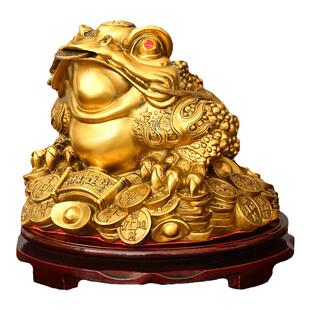 铜金蟾摆件三足金蟾客厅办公室酒柜装饰摆件三足蛤蟆黄铜金蟾礼品