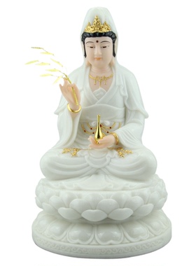 汉白玉佛像观世音菩萨像供奉摆件