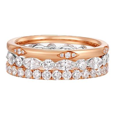 Cevol新奢钻石 叠曜系列18K金钻石 马眼圆钻排戒钻戒素圈戒指女