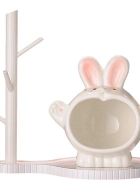 玄关兔子钥匙收纳摆件轻奢入户门鞋柜客厅家居高奢钥匙置物架