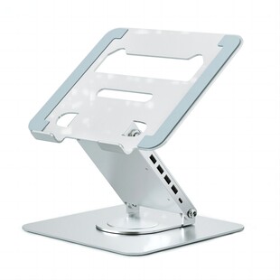 360度旋转笔记本电脑支架带USB拓展坞接口桌面增高金属多功能扩展坞散热支撑架可折叠升降适用mac数据传输