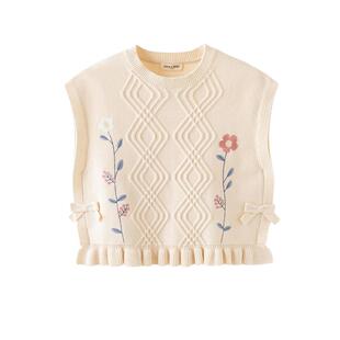 戴维贝拉女童毛衣背心儿童针织衫无袖2026春季新款女大童马甲童装