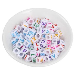 亚克力英文字母珠子方珠diy手工制作手链项链鞋饰钥匙扣串珠材料