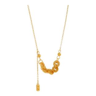 沙金碎冰冰五帝钱币项链女高级感轻奢小众锁骨链2025新款颈链配饰