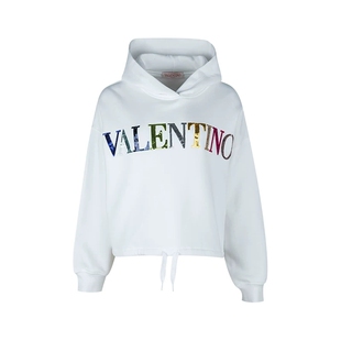 Valentino华伦天奴女士亮片LOGO字母连帽加绒卫衣女秋冬XY