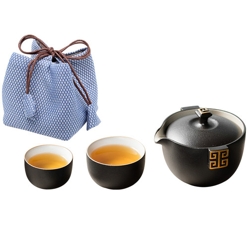 【台湾陆宝】茶具家用中式泡茶一壶两杯快客杯便携式旅行茶具洄澜