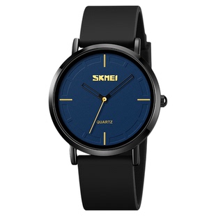 时刻美skmei休闲时尚简约手表男士学生潮流硅胶带石英表防水腕表