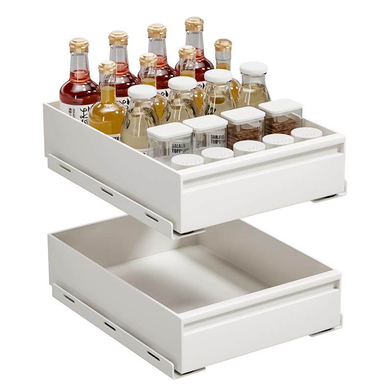 束丰厨房拉篮橱柜抽屉式碗碟收纳置物架高厨柜抽拉窄缝柜内免打孔