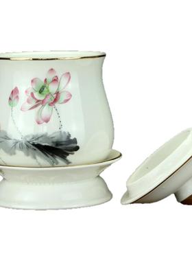 陶瓷供杯茶杯观音杯彩绘莲花水杯