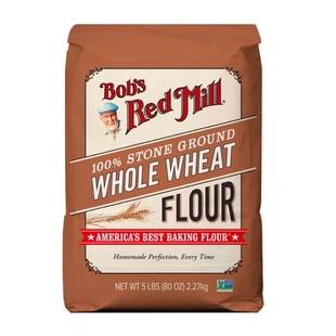 鲍勃红磨坊进口全麦高筋面粉面包专用面粉家用小麦面粉5斤粗粮
