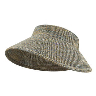 环绕式超大帽檐草编空顶帽子女可折叠夏季度假防晒遮阳帽太阳草帽