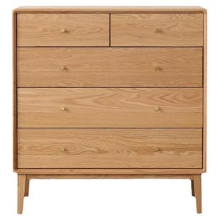 实木五斗柜全红橡木五斗橱原木卧室储物柜子北欧风现代简约