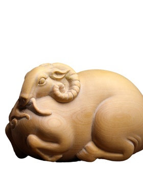天然黄杨木唐羊生肖羊文玩手把件