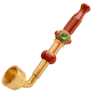 汉匠宝档玛瑙嘴黄铜锅过滤三用烟锅传统老式旱烟袋锅大锅烟斗烟具