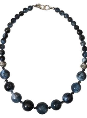 二梦三青【冰岛之旅】天然海蓝宝项链女黑爆闪锁骨链甜酷休闲时尚