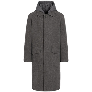 100%绵羊毛BEANPOLE滨波男士巴尔玛肯可拆卸帽中长款时尚大衣外套