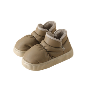 一蹬脚防冻棉拖鞋防滑加绒厚底保暖居家冬季情侣男女羽绒布雪地靴