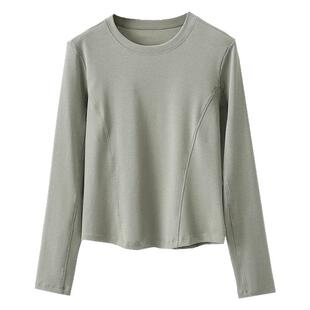 春季新款衣服上衣女兰精莫代尔棉运动长袖T恤女A类圆领打底衫内搭