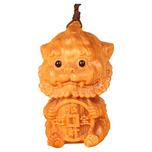 九华山木雕谛听貔貅摆件实木手把件招财瑞兽挂件摆件文玩把玩件