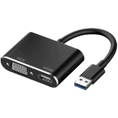 usb3.0转接vga线显示器连接线hdmi笔记本显卡高清转接线电视炒股分屏器电脑台式机扩展投影仪双屏异显转换器