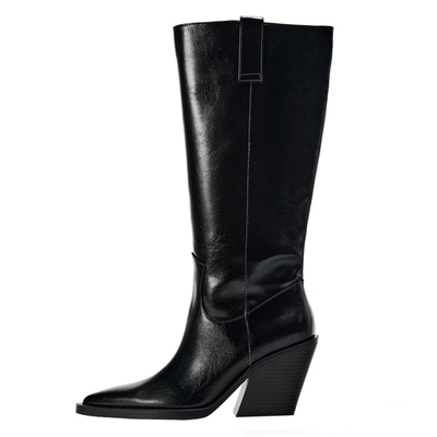 ZA2025尖头牛仔靴英伦风长筒靴