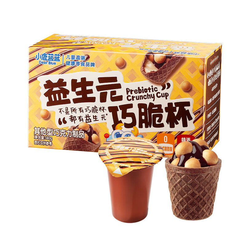 小鹿蓝蓝巧脆杯添加益生元巧克力星球杯益生元巧脆杯【14杯】*1盒