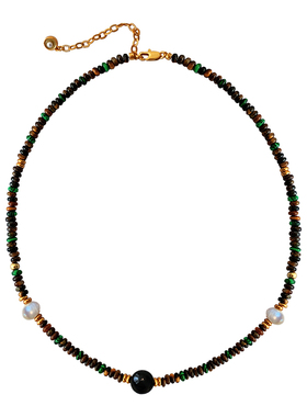 美拉德虎眼石珍珠项链女