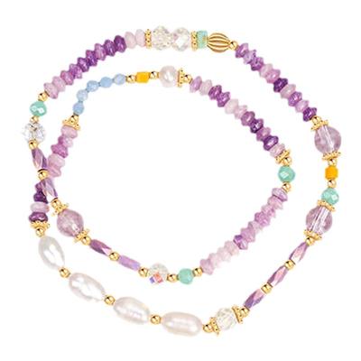 女双层紫水晶手链珍珠手链紫色