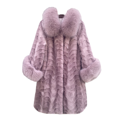 中长款水貂毛貂皮大衣狐狸毛领