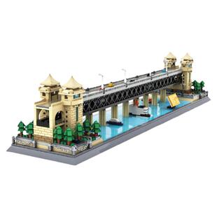 国潮玩具武汉长江大桥积木万里长城拼装山海关模型烽火台建筑儿童