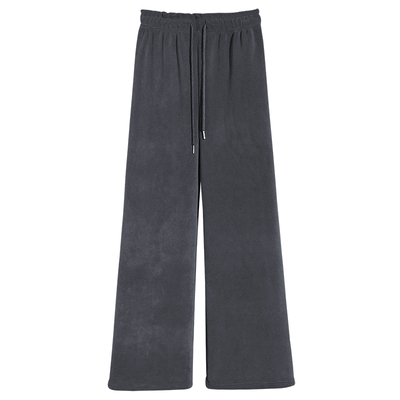 摇粒绒直筒裤子女加绒加厚阔腿裤