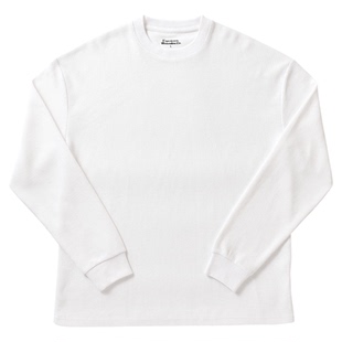 柴米重磅华夫格宽松落肩长袖T恤男小领口休闲打底衫美式复古秋