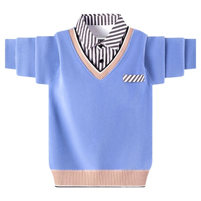 秋冬季打底衫中大童套头条纹