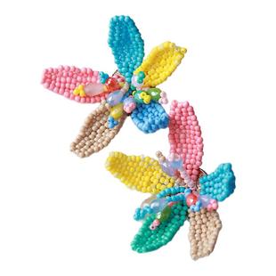 甜美独特绝美耳环黄彩色花朵耳饰夸张海岛度假风海边配饰波西米亚