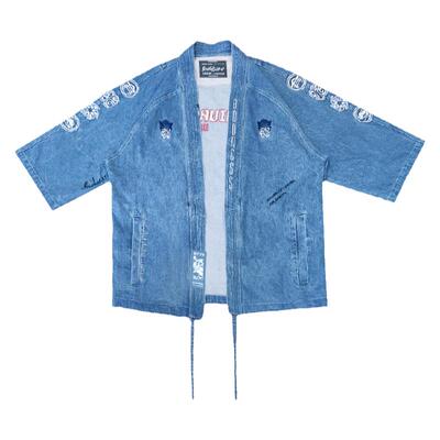 绣花牛仔道袍宽松版春季