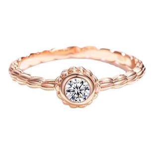 AU750纯18K玫瑰金镶嵌美国进口D色莫桑石麻花扭臂戒指复古欧美潮