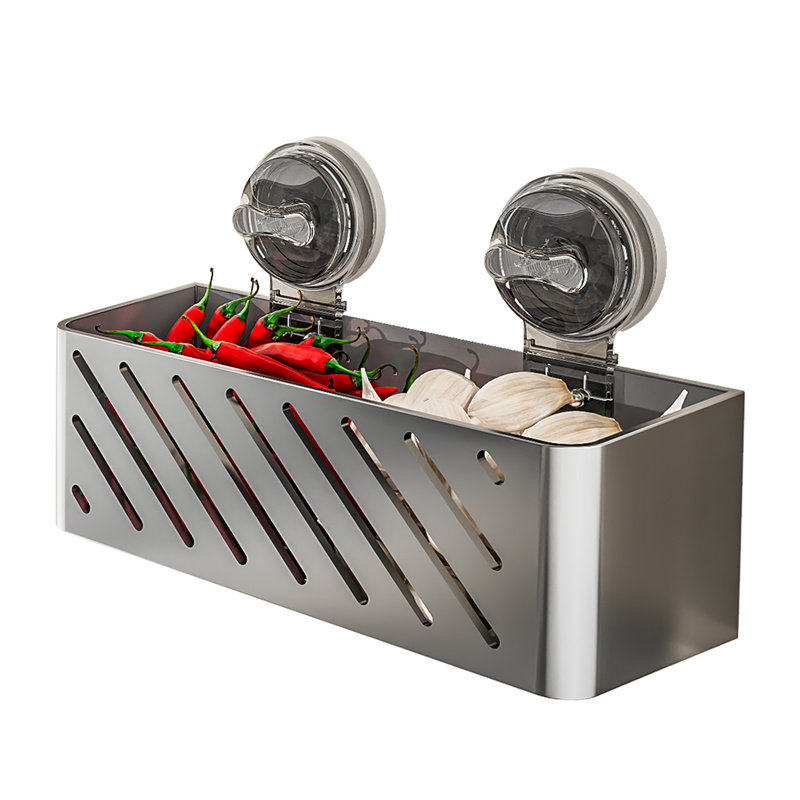 吸盘葱姜蒜置物架厨房免打孔壁挂小米辣八角收纳盒多功能收纳挂篮