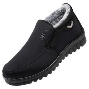 老北京布鞋男款冬季爸爸加绒防滑加厚防水保暖中老年男士软底棉鞋