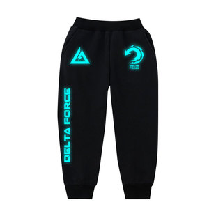 三角洲游戏行动技能图标小脚卫裤子男女儿童装学生休闲长裤运动裤