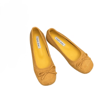 一脚蹬内增高蝴蝶结浅口小单鞋女2025春新款法式晚晚厚底芭蕾舞鞋