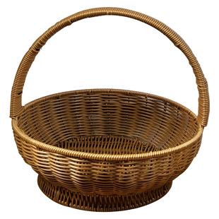 仿藤铁架高脚提篮竹编手提篮藤编篮子买菜篮子水果篮礼品提篮藤筐