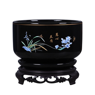 新款大号花盆陶瓷带托盘特价清仓家用绿萝简约阳台桌面兰花盆直销