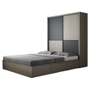 实木多层板榻榻米衣柜床一体卧室套装带书桌组合小户型儿童床柜