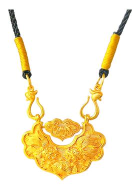 女999沙金双鱼锦鲤锁包项链吊坠