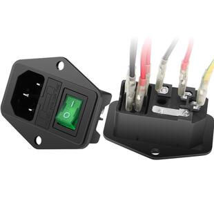 石墨烯线AC电源插座三合一品字插座带开关保险丝10A三插公座带耳